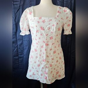 Altar'd State Lace Trim Tie Back Floral Mini Dress Size XL